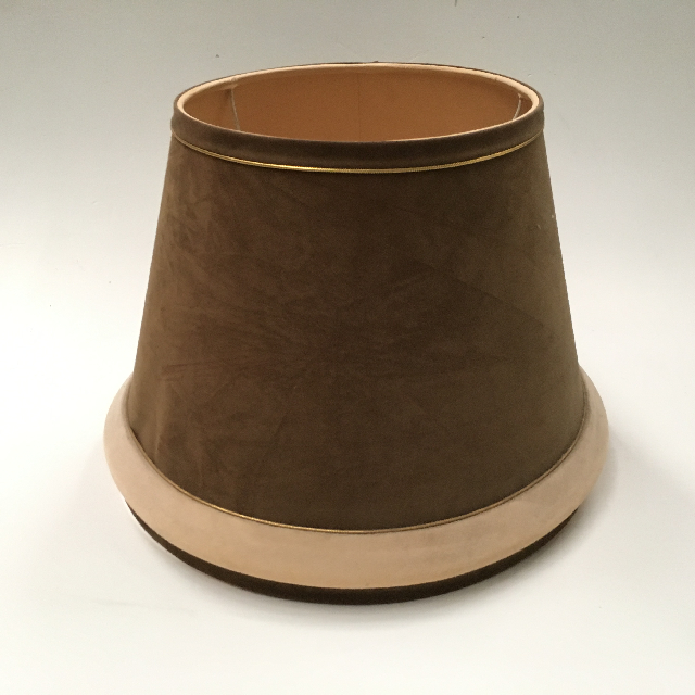 LAMPSHADE, 1960s 70s (Medium) Brown Cream Velvet